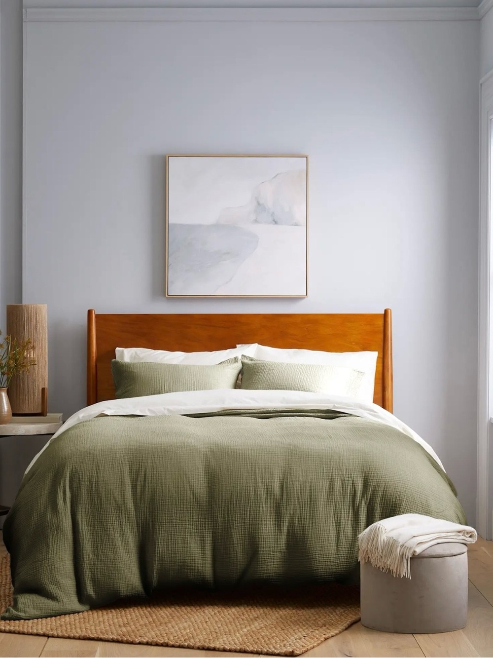 NWOT Quince Dusty Olive Green European Linen Duvet Cover Set 194 Retail
